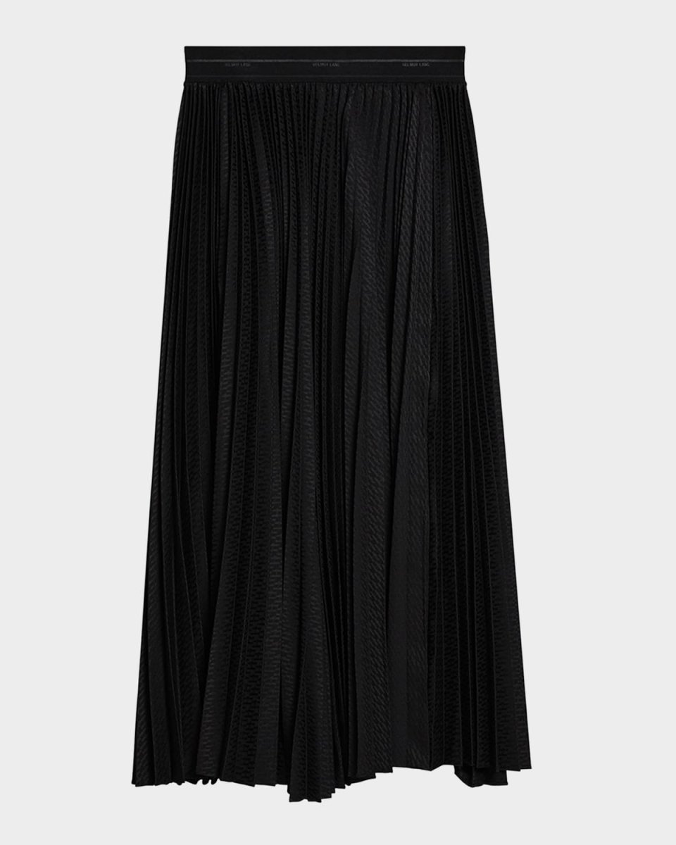 Logo Waistband Pleated Maxi Skirt